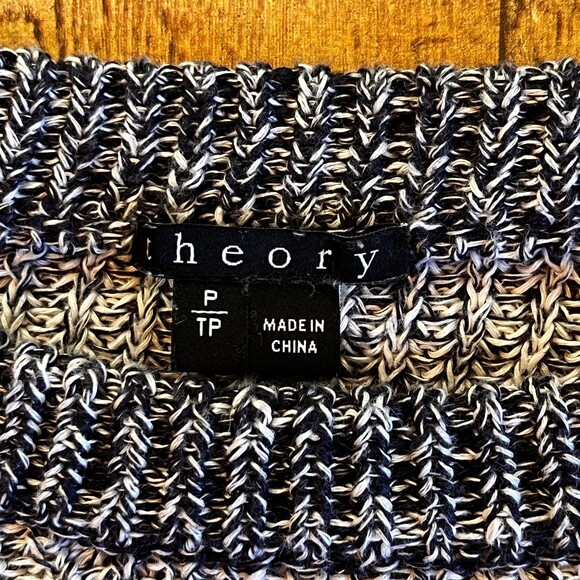 Theory Brombley Sweater Golino Knit Grey Crew Neck Petite Linen - Picture 4 of 6